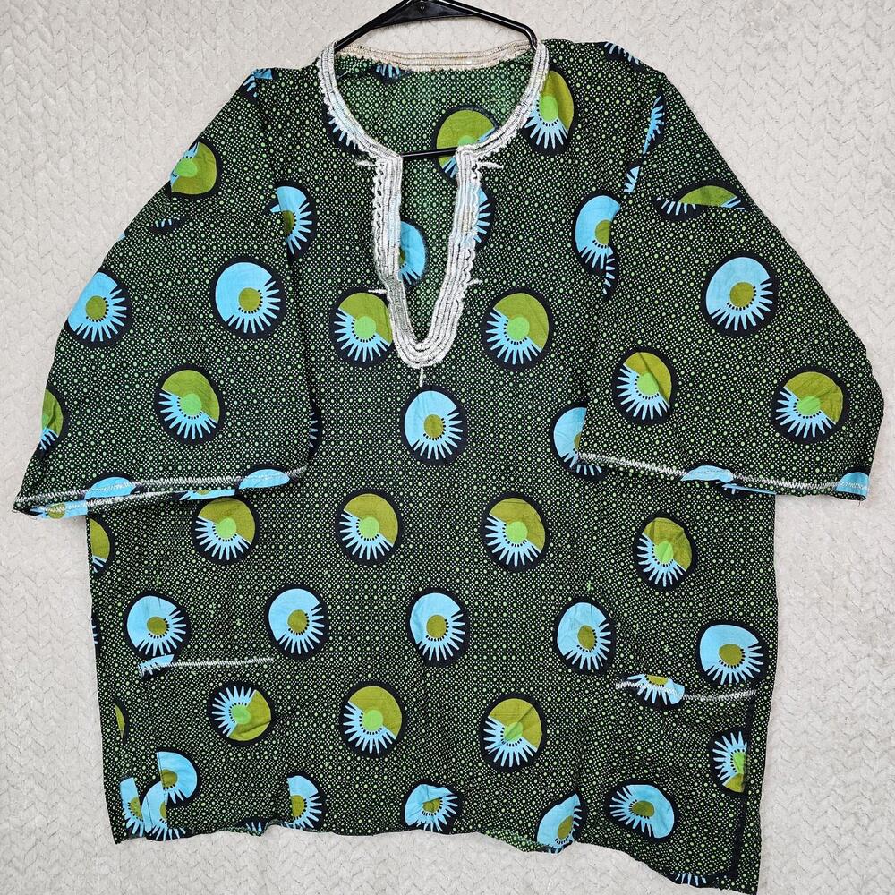 Dashiki Mens Top African Linen Multicolor Embroidered